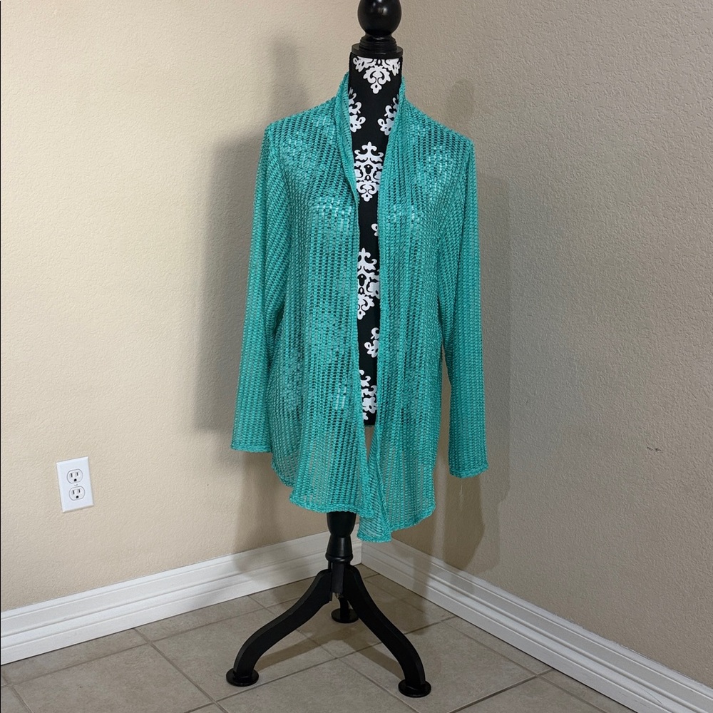 Chic Teal Open-Front Cardigan
